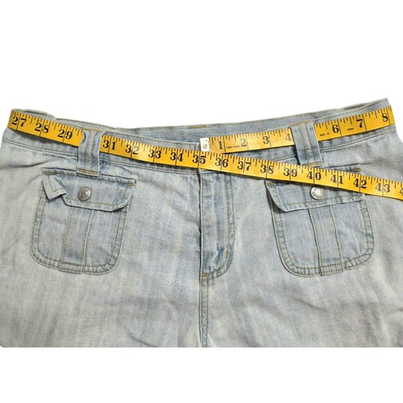 Vintage Ralph Lauren Jean Shorts Womens 12 Light Wash Denim Stripes Pockets Y2K - Picture 8 of 12